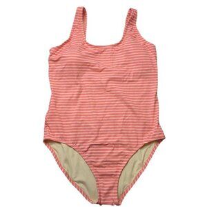 NEW Amazon Essentials Coral Pink Striped One-Piece Coverage Swimsuit Women's XXL
